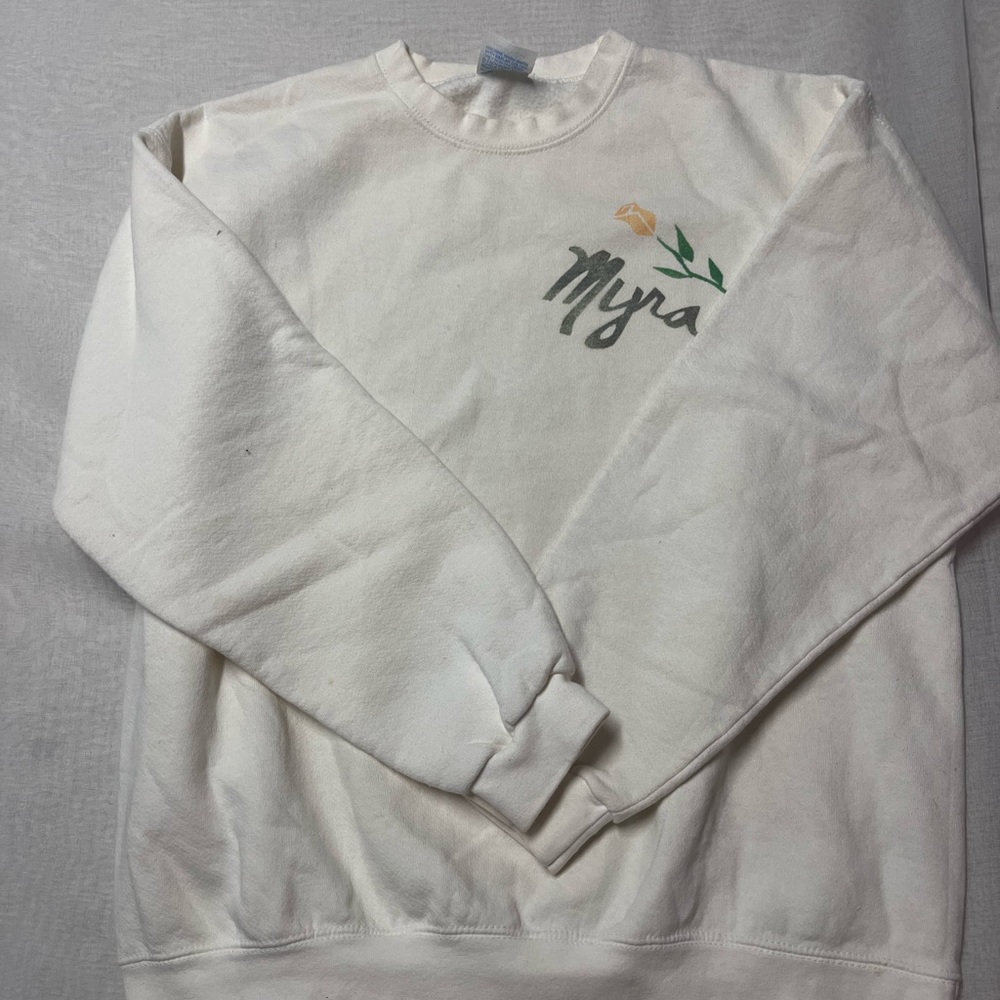 Myra Bag White Crewneck Sweater‎ for Women Size Large Vintage Made by Cheetah.